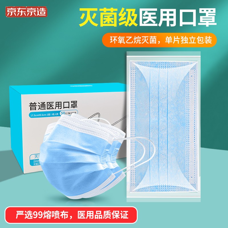 京东京造口罩价格走势和评测推荐-灭菌级单片装50片/盒