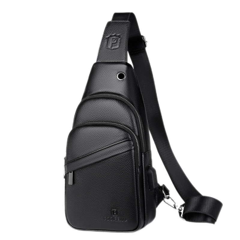 百亿补贴:酷咖 单肩包男士真皮斜挎包 新款头层真牛皮胸包大容量男背包休闲挎包 黑色(头层牛皮)100.54元