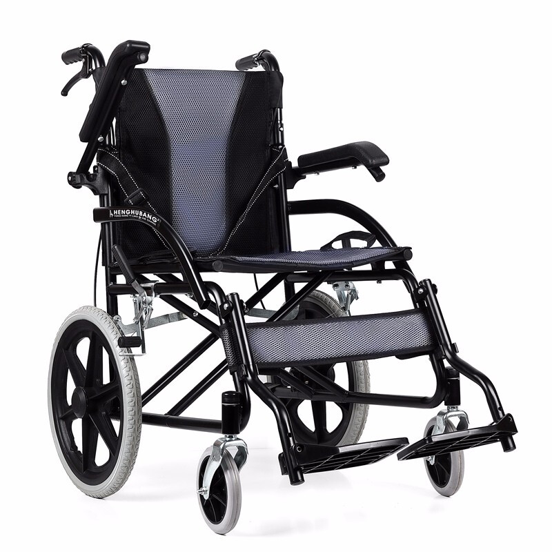 衡互邦 轮椅折叠 老人轻便轮椅车 便携旅行轻便轮椅车 16寸黑色车架拼色蜂网布坐垫 16寸