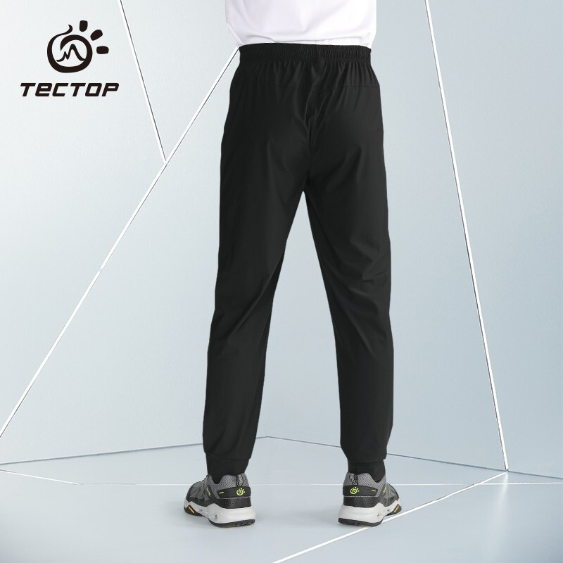 探拓（TECTOP）休闲裤 男女纯色弹力冰爽透气收脚长裤弹力裤 男款黑色 2XL