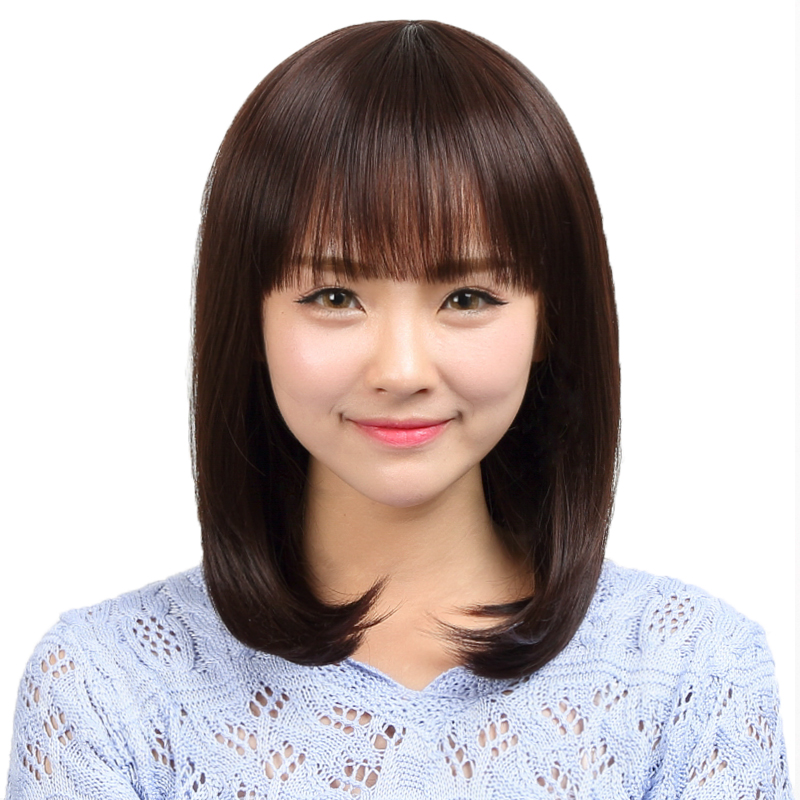 华利联真头发做的假发女长发全头套套女真人发丝齐刘海中长发全真发