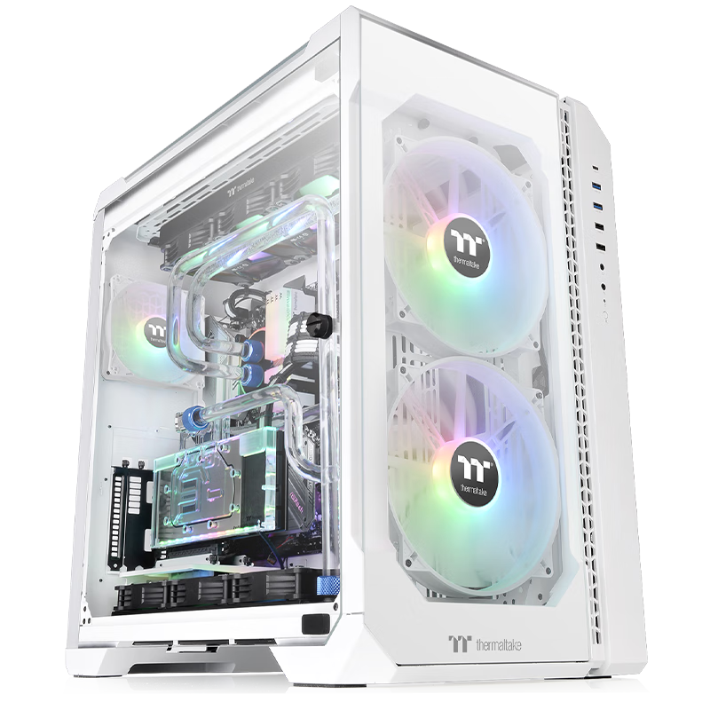 Tt（Thermaltake）钢影 巫妖TG 白色 机箱电脑主机（13个风扇位/360水冷/海景房/钢化玻璃侧透/支持Type-C）