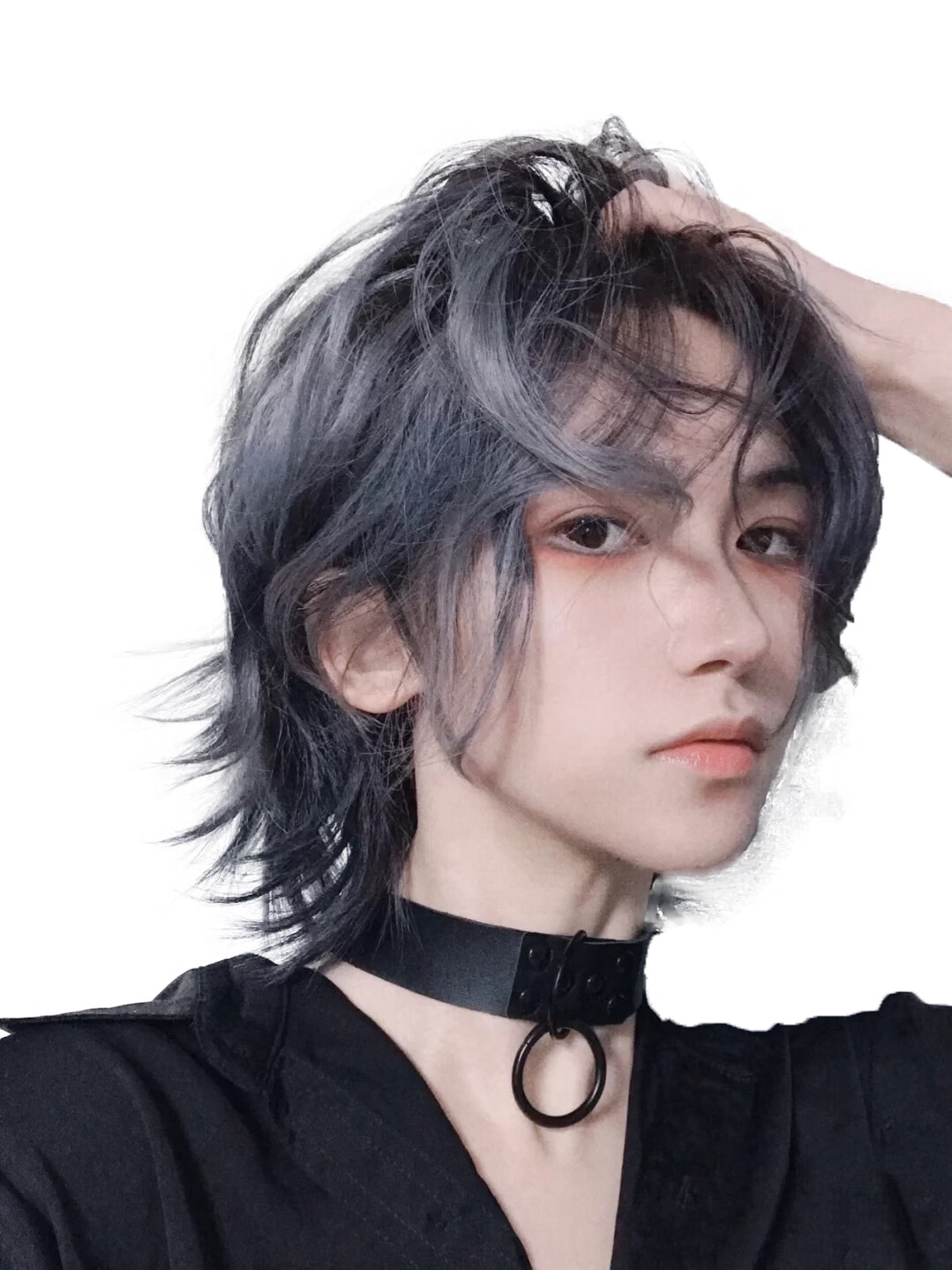 天使丝丝假发男短发帅气韩版狼尾头 鲻鱼头女学生短卷发全头套 黑