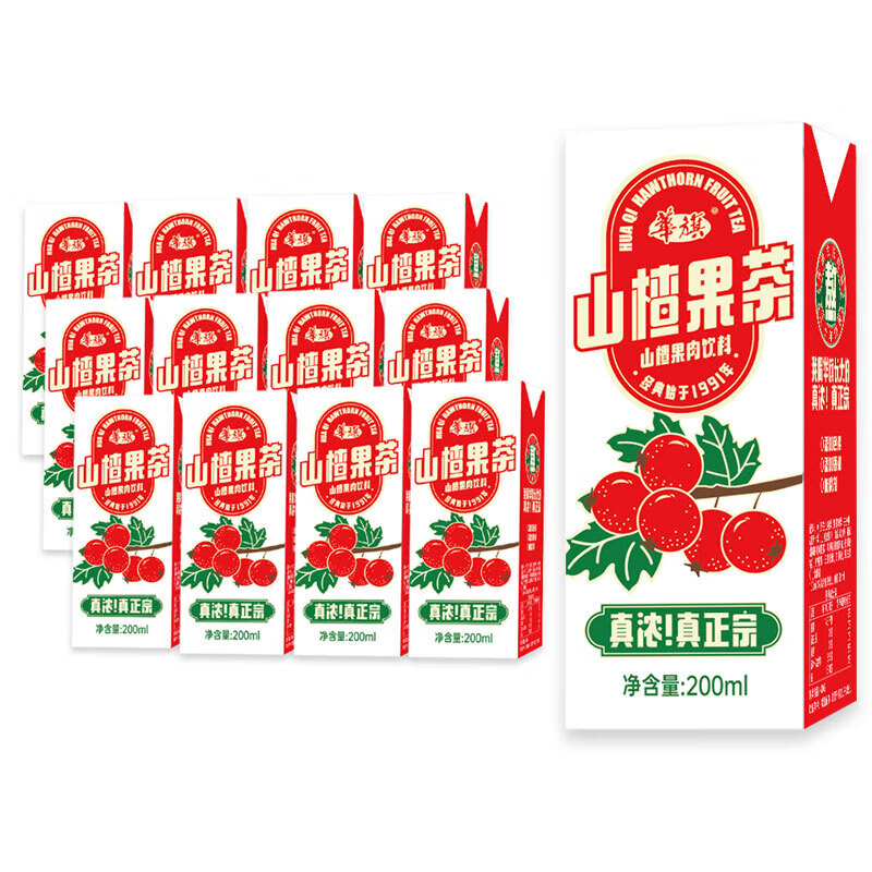 华旗山楂果茶饮料经典始于1991年果肉饮料饮品  200ml*12盒