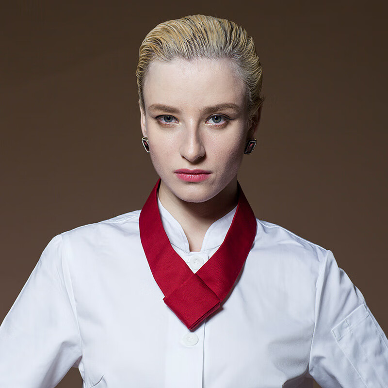 kxric厨师领巾厨房厨师长领结男厨师工作服汗巾红色西餐工作围巾男女