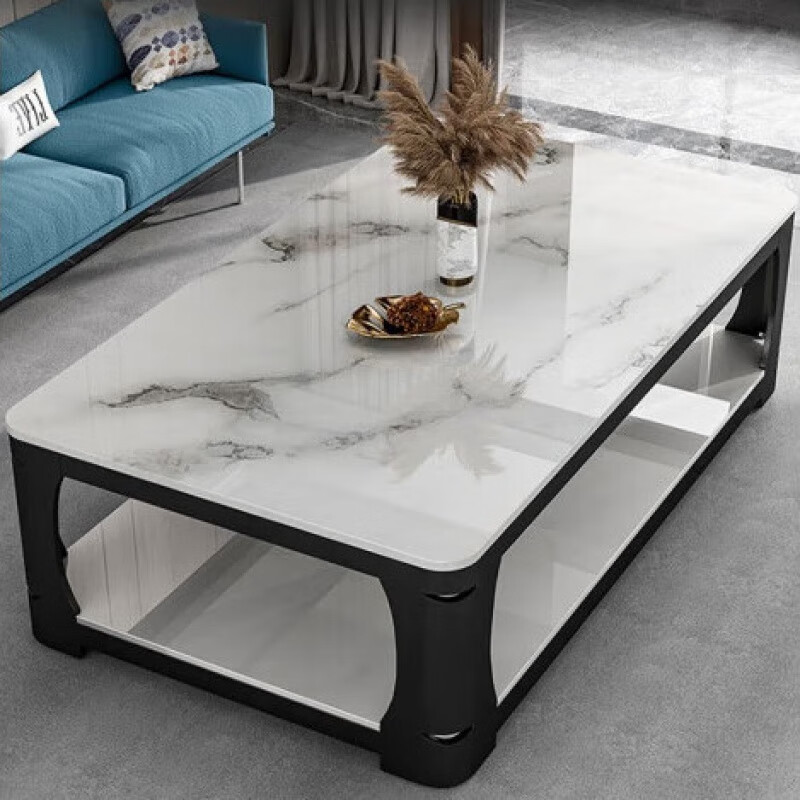 北欧宜家【官方直销】茶几小户型客厅家用简约现代仿大理石钢化玻璃长