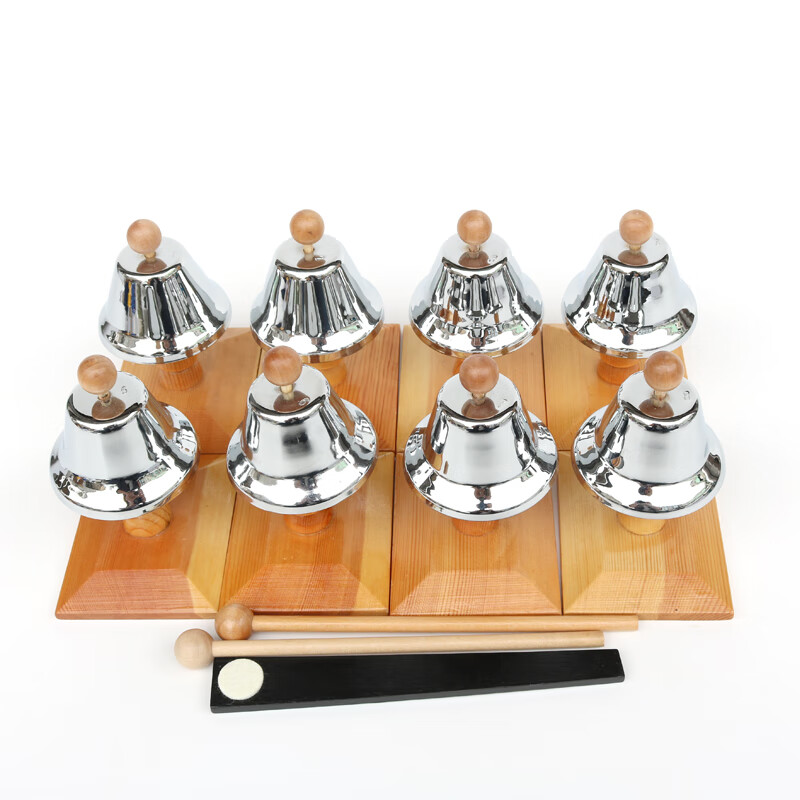 orff儿童启蒙乐器银色音感钟 彩色8音敲钟 蒙氏听觉感官练习玩具 银色