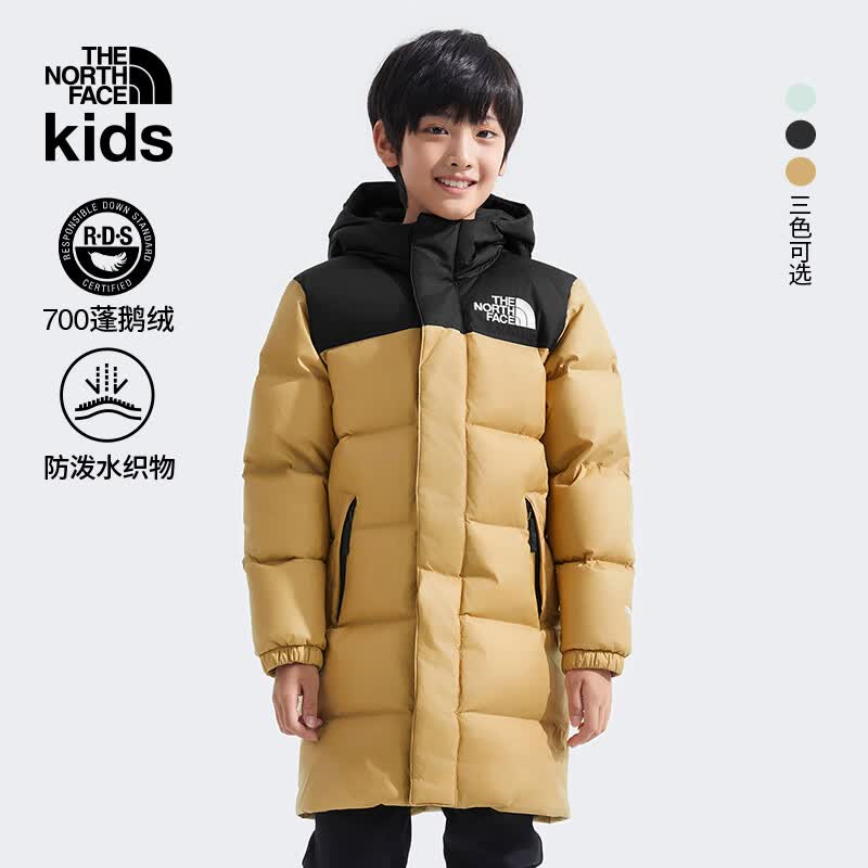 北面童装ICON儿童Nuptse长款鹅绒羽绒服|88UF LK5/卡其色 L