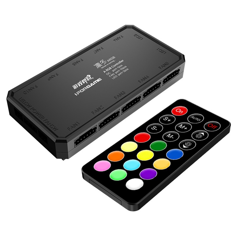 游戏悍将凛冬g3电脑主机机箱散热风扇argb一拖三套装 3个小6pin风扇 集线器 遥控器 控制器神光同步 虎窝购