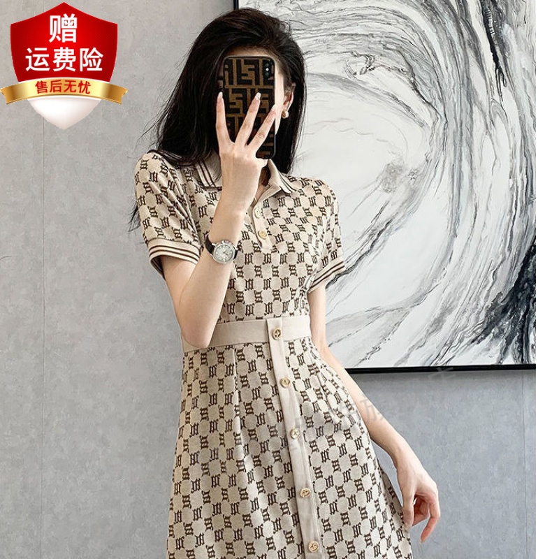 简夕墨 女装年夏秋季新款时尚小香风短袖连衣裙甜美气质设 黄色 s