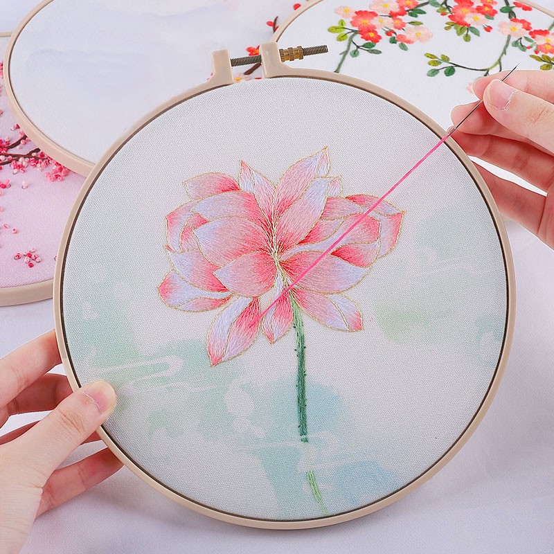 美岸新款印花刺绣花卉家居装饰摆件挂件绣品创意饰品自己手工刺绣diy