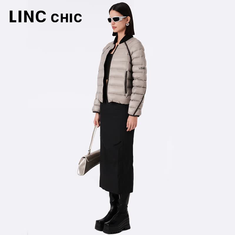 金羽杰秋季新款黑金面包服女短款轻暖立领保暖宽松羽绒服女士Y23301225 耐久银灰 XS 适合110斤以下