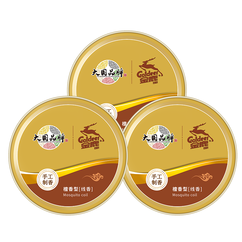 金鹿檀香蚊香驅(qū)蚊家用廁所衛(wèi)生間祛味室內(nèi)熏香盤(pán)香 3盒60盤(pán)
