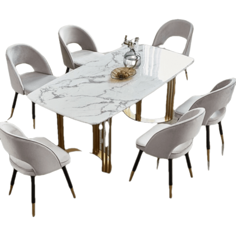 帕芭莎 餐桌 北欧大理石长方形餐桌椅组合饭桌轻奢家用小户型现代简约6人餐桌 1.3米餐桌