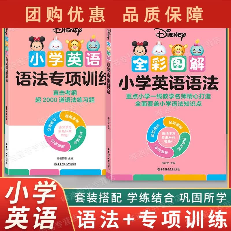 2022新版 迪士尼小学英语语法词汇专项训练 全彩图解 小学英语音标+发音规则 图解助记分正版 小学英语语法+专项训练【套装2本】 小学通用