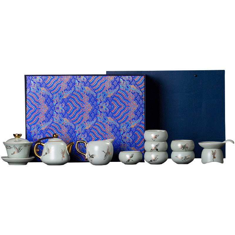 京峰阁汝窑茶具套装11头仙鹤潘壶亚光天青价格走势与口碑评测|在京东怎么查整套茶具历史价格