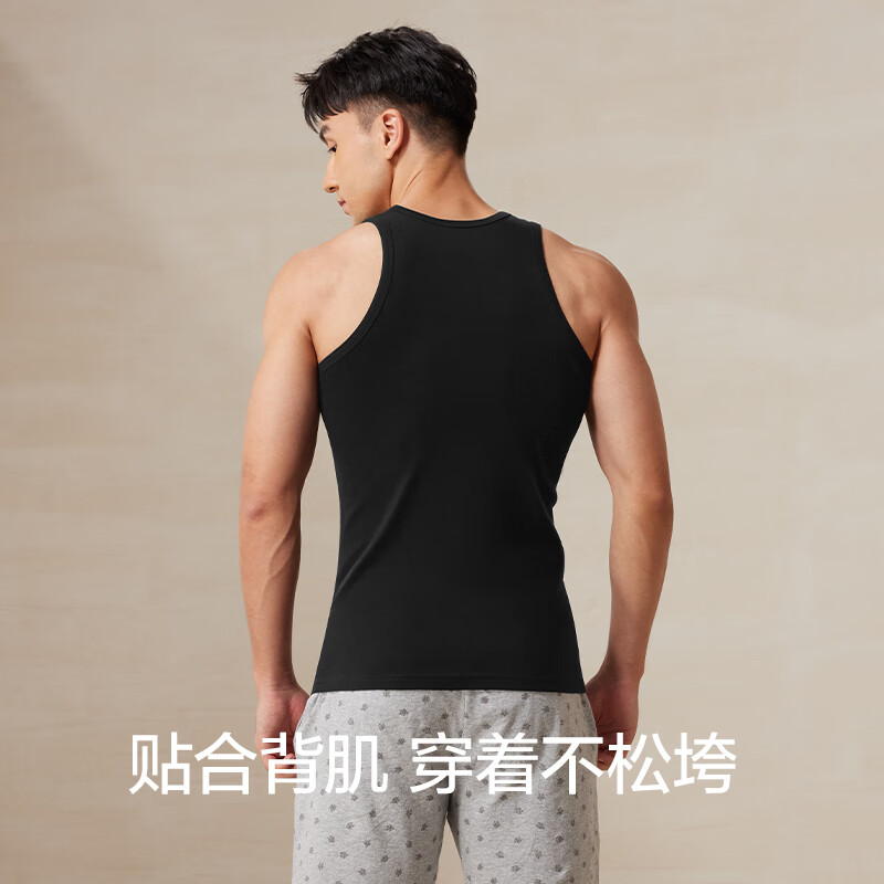 七匹狼背心男士纯棉夏季打底健身运动跨栏吊带无袖罗纹白色薄款汗衫男 细针3件装(白色+黑色+灰色) XL (推荐体重130-150斤)