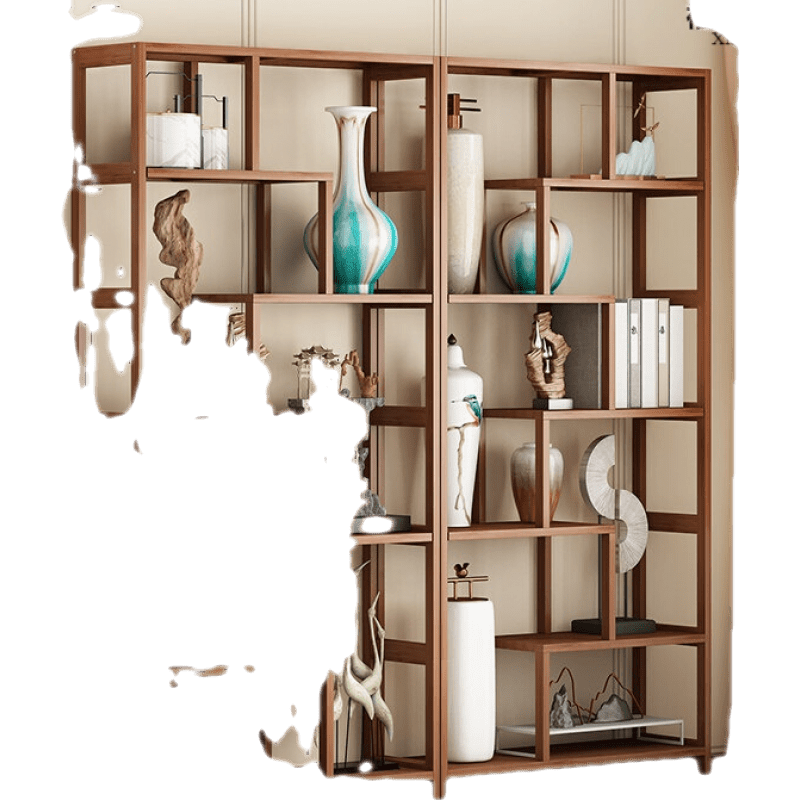 禧龙盛 博古架楠竹实木中式仿古古董架子展示柜茶叶架办公室多宝阁置物架储物架 B款77无抽组合 1-1.2米