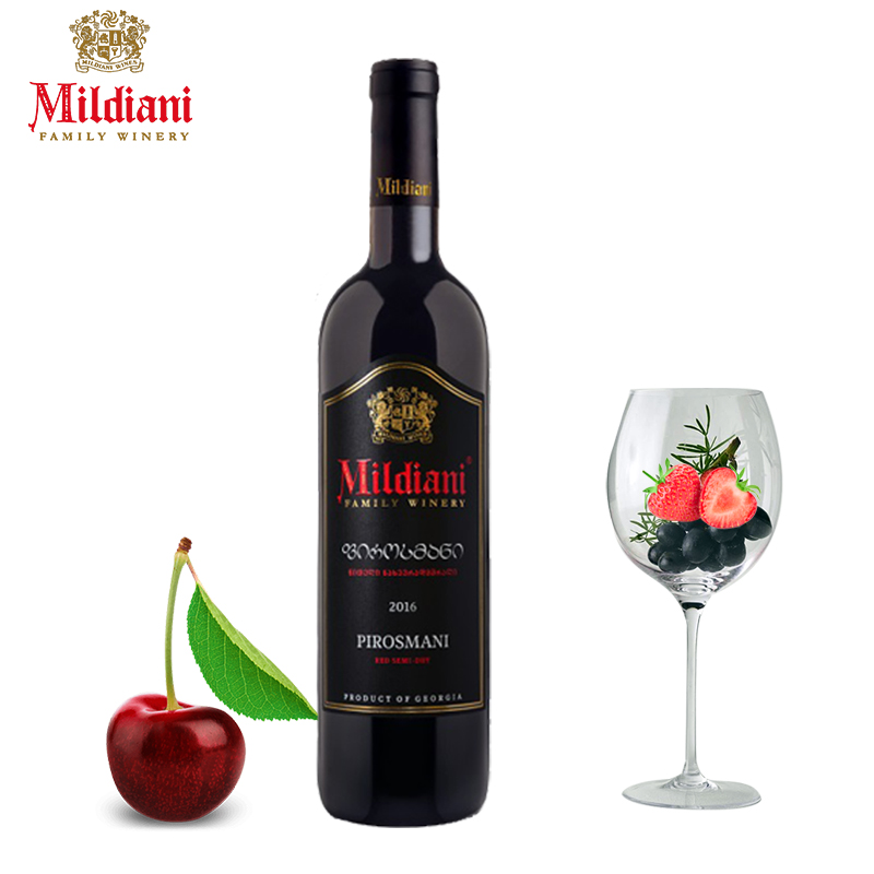 Mildiani FAMILY WINERY米尔迪阿尼皮洛斯玛尼半甜红格鲁吉亚葡萄酒750ml 单支装(黑标)