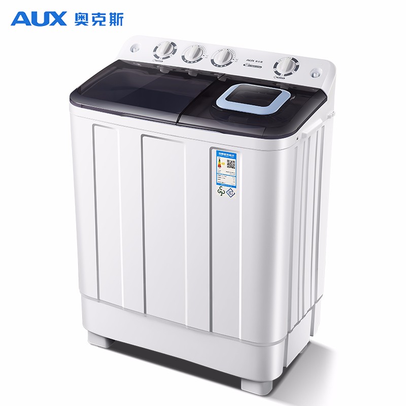 奥克斯（AUX）洗+脱14公斤半自动宿舍大容量家商用双桶缸洗衣机大容量HB90P120-A17866 黑色
