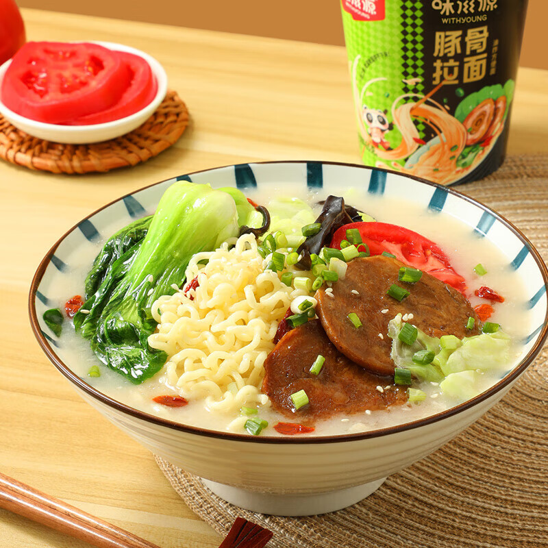 味滋源办公室休闲小零食 特产美食 独立包装小吃 饱腹代餐追剧零食 日式豚骨拉面*10桶 650g