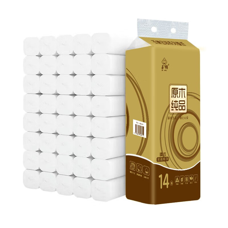 玉棉（yumian）金装家用卫生卷纸实惠装无芯卷筒纸巾厕所实用手纸巾 14卷家用装