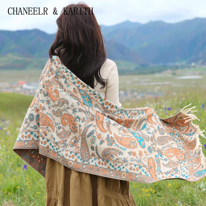 CHANEELR & KARITH披肩女2026新款秋冬旅游针织流苏披风斗篷生日新年礼物送女友老婆 卡其色