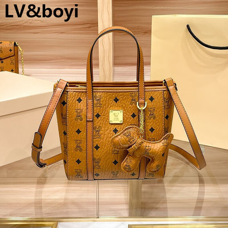 lvboyi菜篮子托特包女新款感时尚水桶包手提斜挎包 棕色