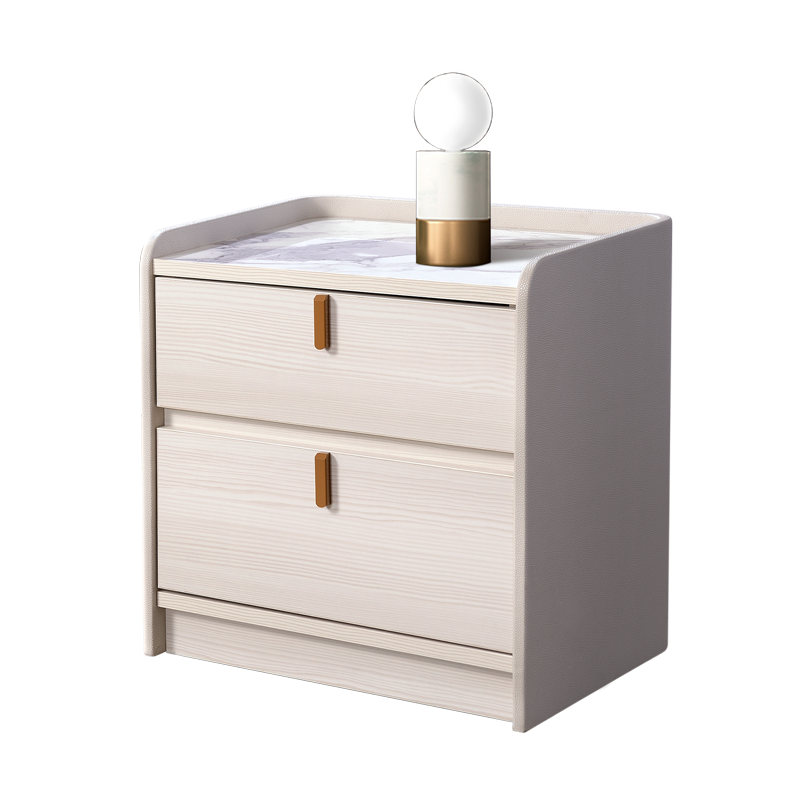 富安娜家具床头柜 现代简约床头柜卧室床边柜 床边储物柜 皓月 米黄色 床头柜-单个装