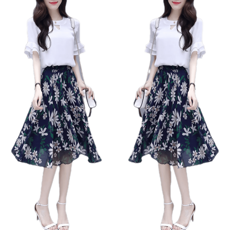 专营店正品 高端雪纺连衣裙套装女21夏季新款两韩版小众很仙法式复古裙山本图片色 上衣 裙子 有内衬s 建议85 95斤 虎窝购