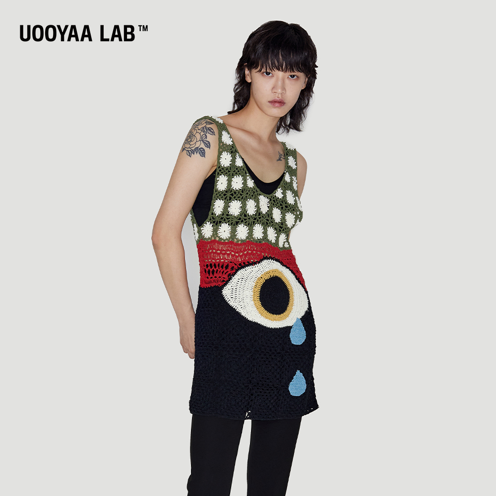 uooyaa/乌丫"回收眼泪"趣味钩针背心 花色 s