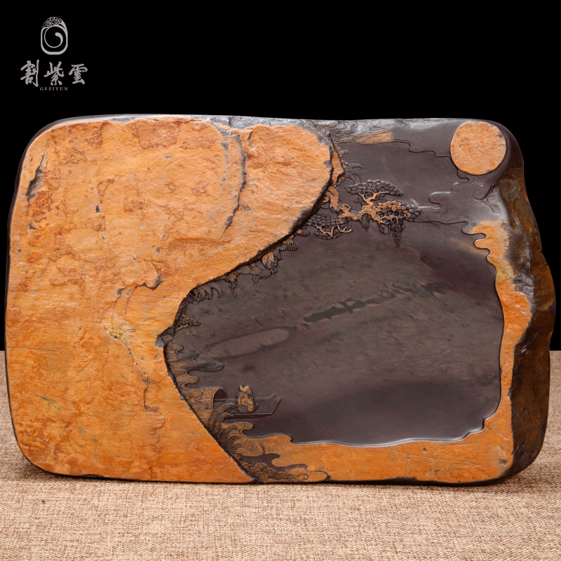 肇庆端砚文房四宝手工砚台龙海球大师设计有冻岩书法实用砚原石天然