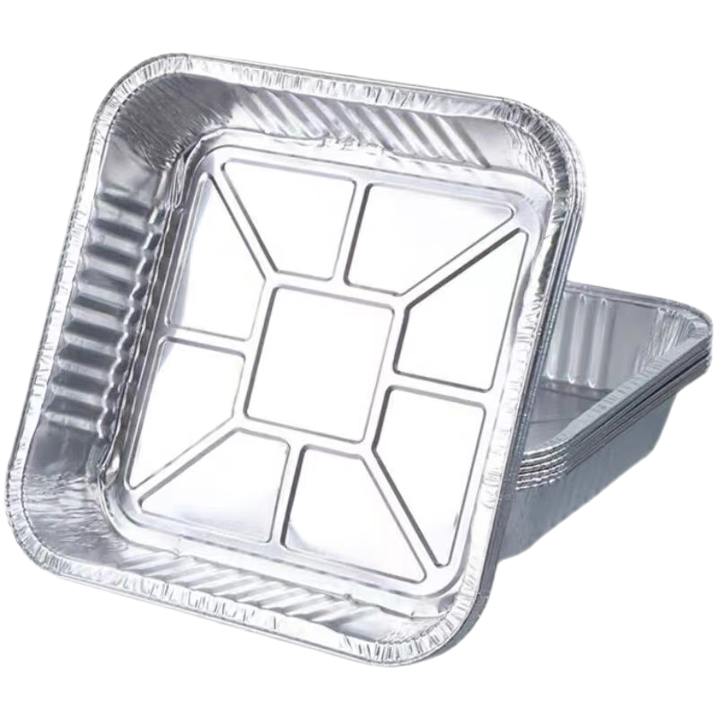 LISM 適用aca空氣炸鍋專用錫紙方形錫紙盤食品級家用免洗不粘錫鋁箔盒 方錫紙盤10個[aca的5l炸鍋用