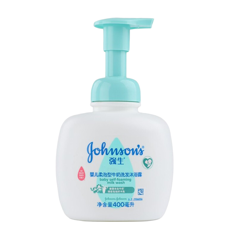 强生（Johnson）婴儿牛奶柔泡洗发沐浴二合一400ml 新生儿宝宝洗发水沐浴露 牛奶洗发沐浴露二合一400ml