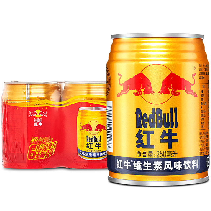 红牛维生素风味饮料 250ml*6罐 国产 运动能量饮品