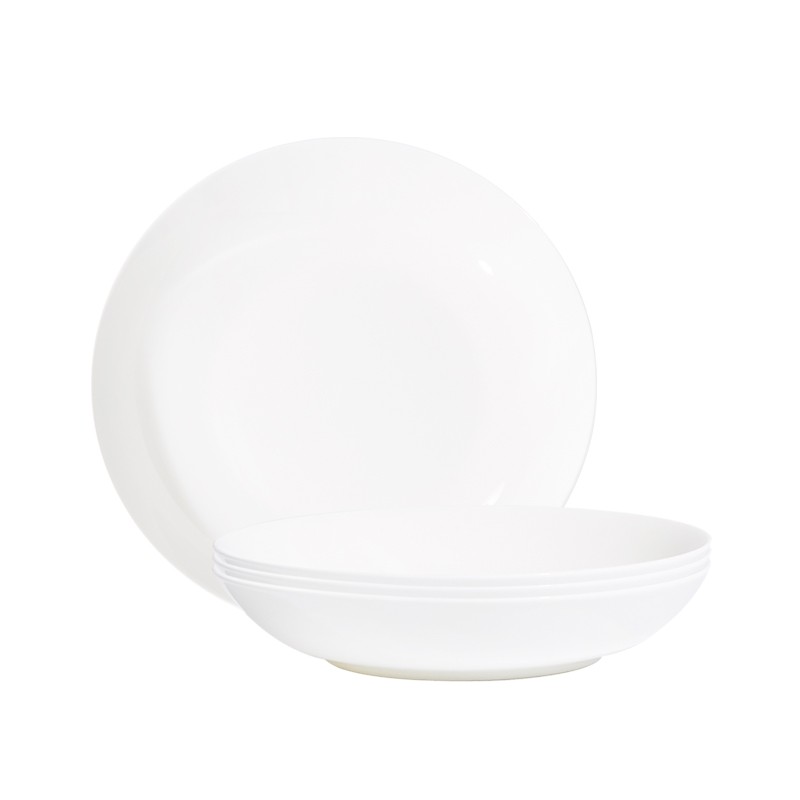 红牡丹 纯白骨瓷餐具陶瓷碗盘碟白色泡面碗家用米饭碗中式釉下彩