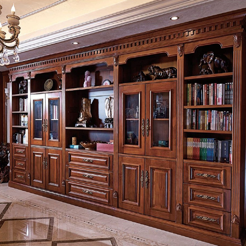 带门组合书柜 欧式书柜墙 书橱书柜 大柜子 书架 书房家具 组合3