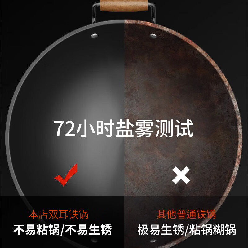 臻古朴铁锅双耳炒锅无涂层炒菜锅家用老式熟铁圆底锅燃气灶专用加大加深 圆底【燃气灶+凹面电磁炉适用】 34cm