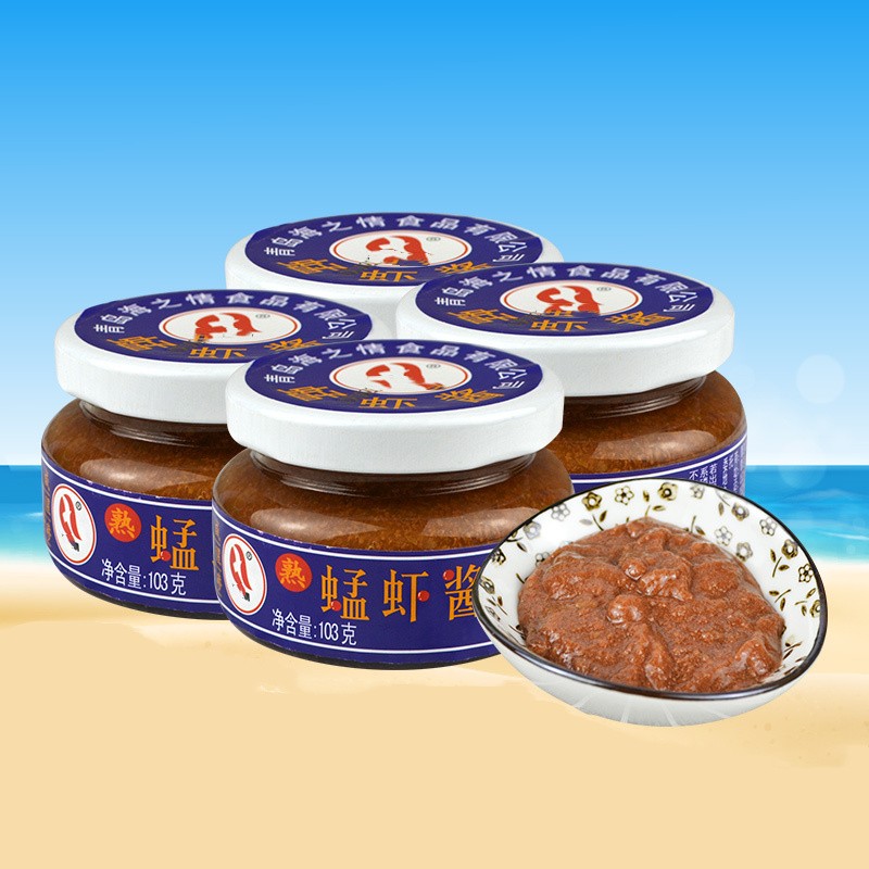 蜢虾酱 青岛特产淡盐口味 海之情蜢虾酱即食拌饭拌面酱 103g*4瓶