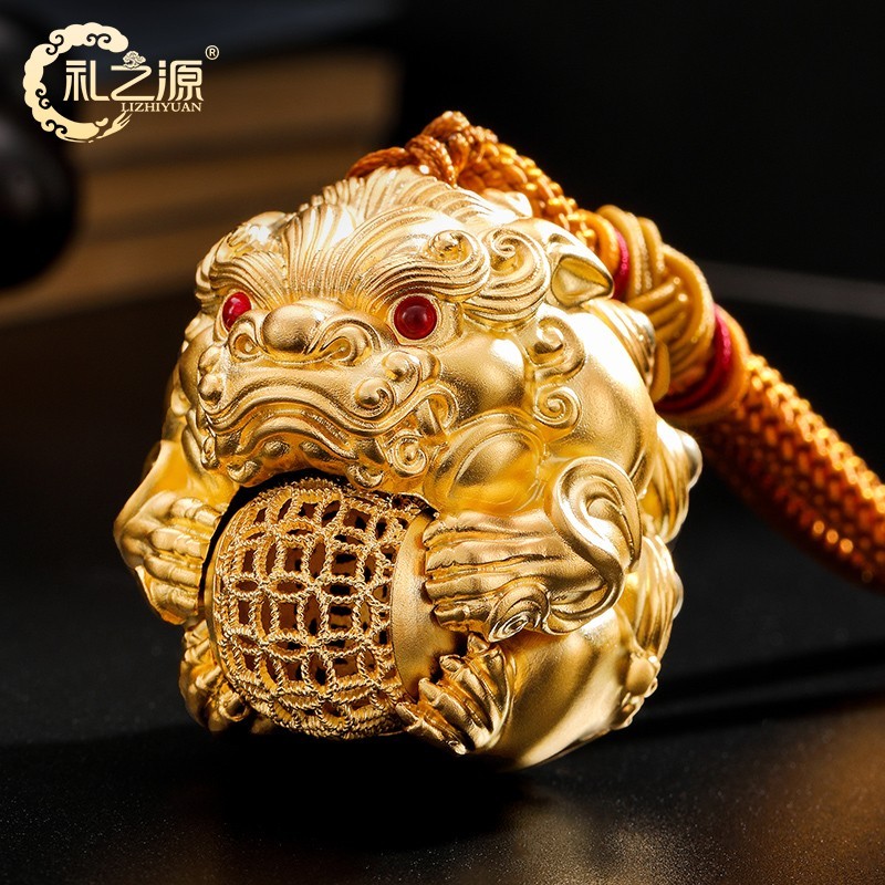 礼之源《时来运转 》全铜鎏金貔貅手把件铜工艺品包挂饰品手玩创意