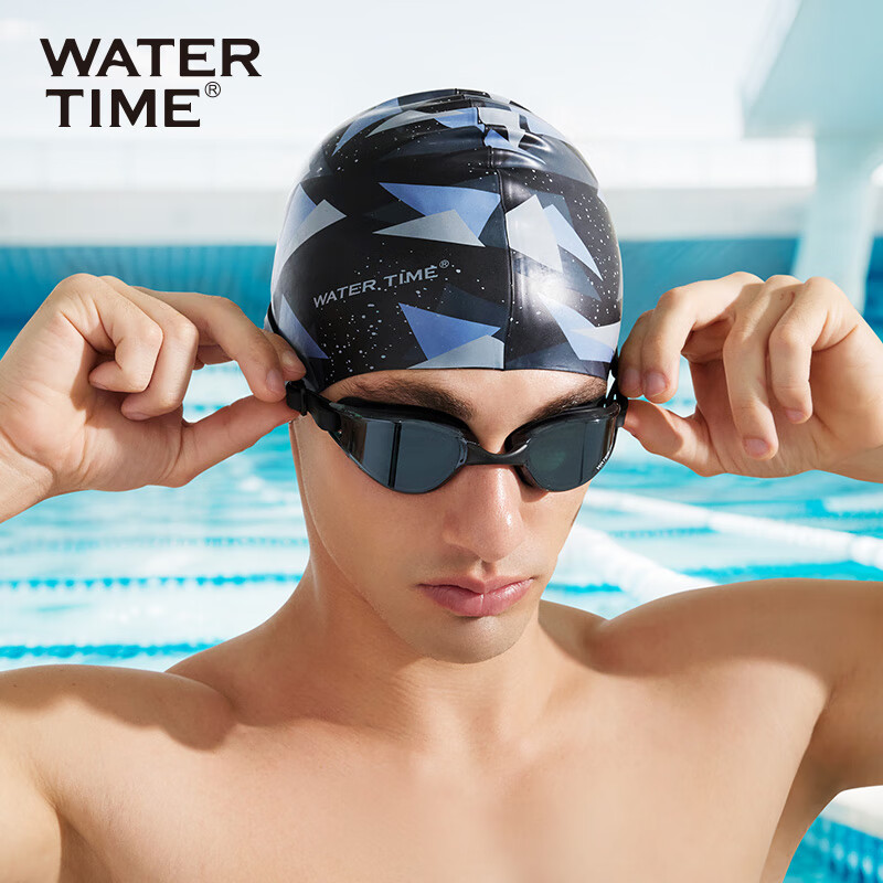WATERTIME泳镜近视男款高清防雾防水镀膜专业带度数游泳眼镜成人款泳镜女士 黑色镀膜-升级防雾-可配近视 平光无度数