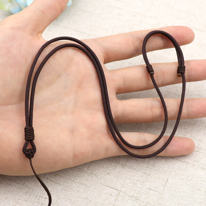 繩子項鏈繩編織玉吊墜掛繩掛脖男士掛翡翠玉佩線(xiàn)男脖子掛件紅 深棕色2mm