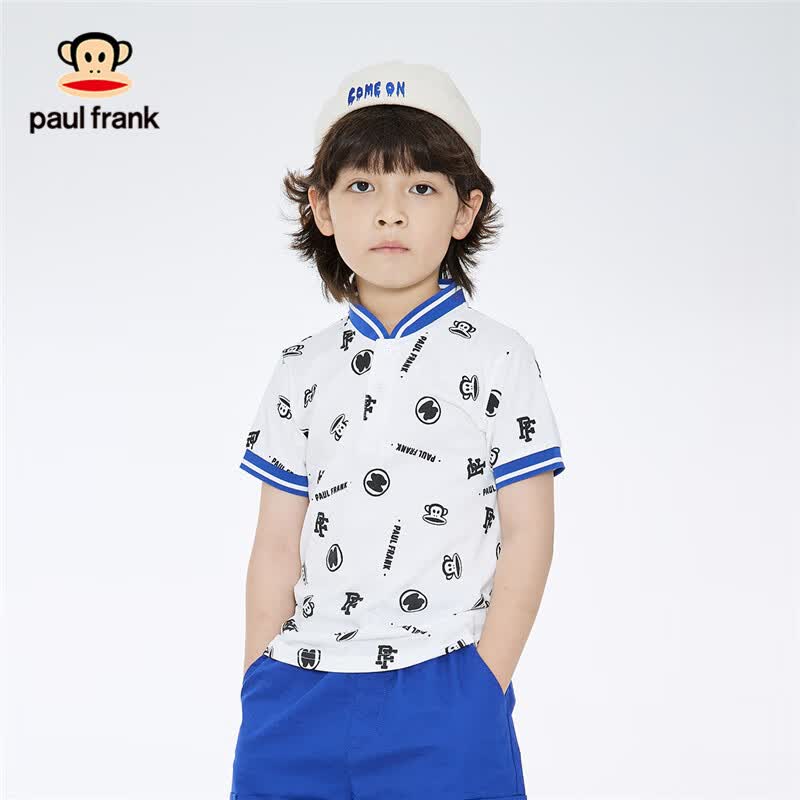 大嘴猴(paul frank)童装男童polo衫夏季新款薄款宽松帅气夏装衣服中大