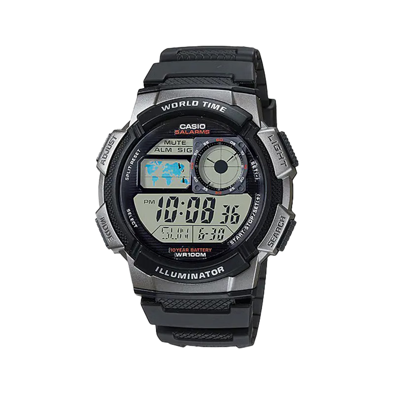 卡西歐（CASIO）手表 時(shí)尚運(yùn)動(dòng)手表防水學(xué)生計(jì)時(shí)石英電子表 AE-1000W-1BVDF