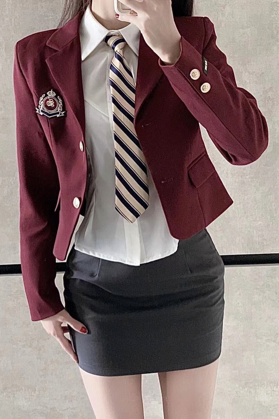 安慕薇韩国高中校服韩系女高jk制服生秋冬西服包臀短裙套装学院风纯欲