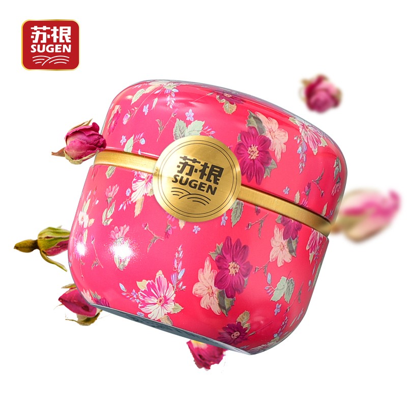 苏根 玫瑰花茶(重瓣玫瑰花)40g 国潮风 大朵精致小罐装茶 红干瓣玫瑰