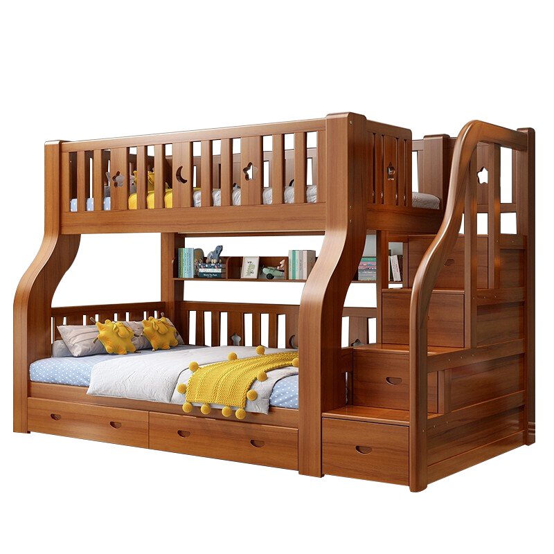 耀拓上下床实木儿童床男孩女孩高低床卧室上下铺成人双层子母床 梯柜高箱款 上铺宽1.4米下铺宽1.6米