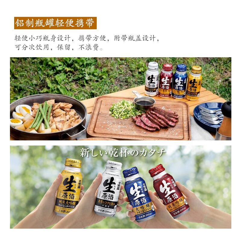 日本盛全日空 日本盛进口日式清酒生原酒纯米大吟酿烧酒小瓶酒混合装 混合8罐赠2（8+2）