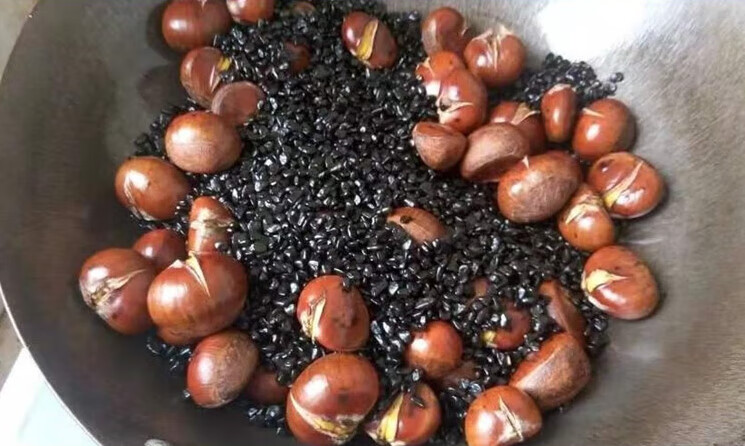 mlhj炒板栗专用沙子糖炒板栗黑色沙子黑石子炒货机砂天然炒货愿意辅材