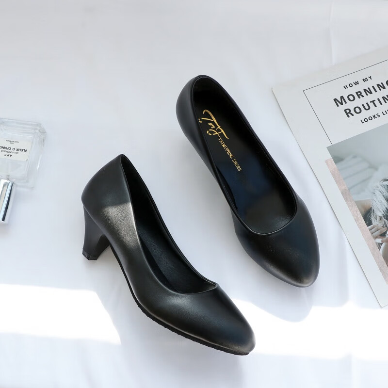 正咖空姐上班鞋黑色久站软底皮鞋正装工作鞋女高跟鞋大码学生职业面试